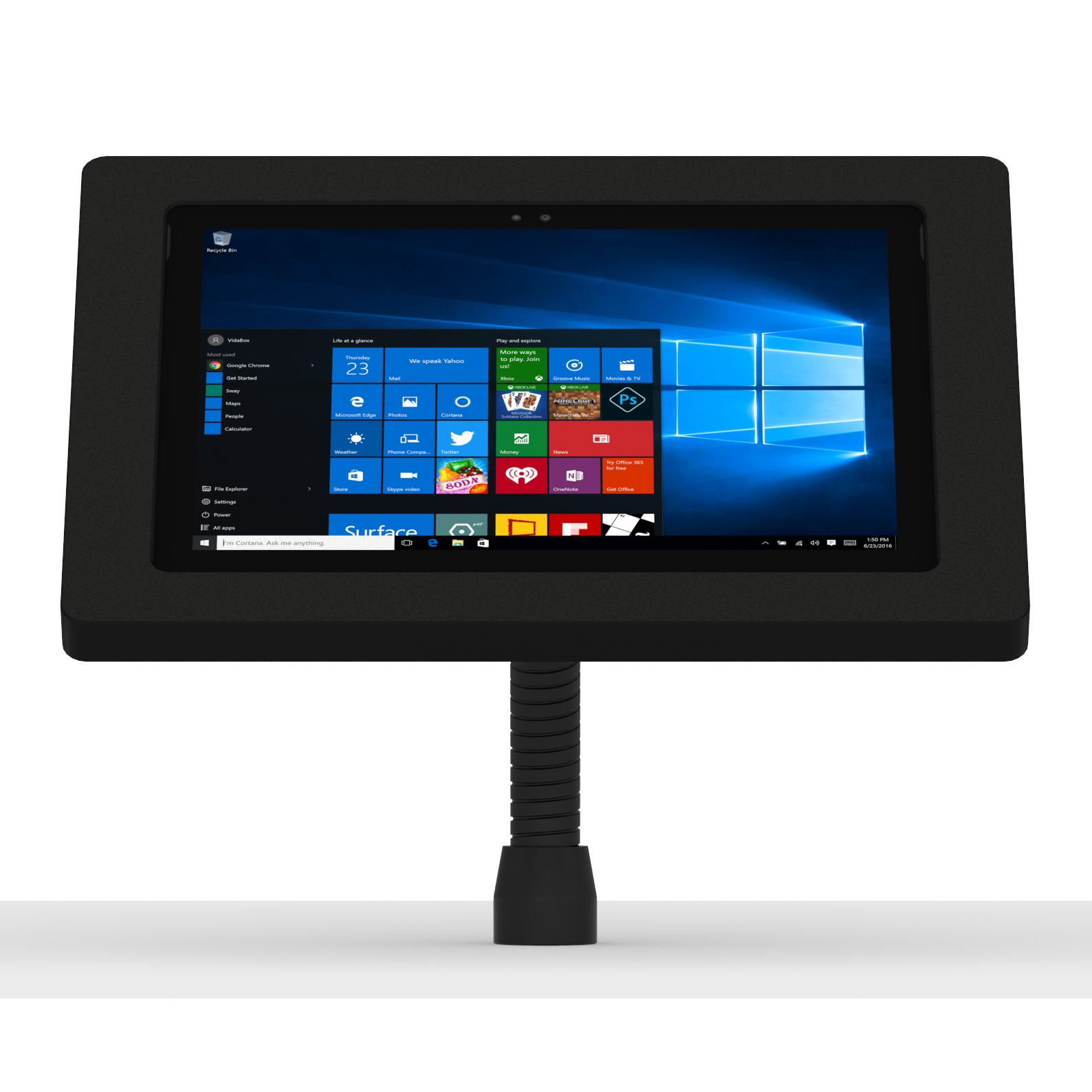 Surface Pro 4 with Flexible, Secured VidaMount Gooseneck